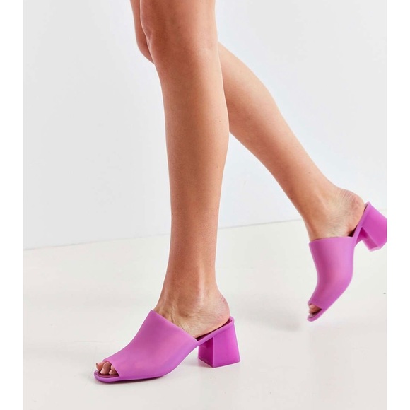 Jeffrey Campbell Shoes - JEFFREY CAMPBELL PETRA PURPLE BLOCK HEEL PEEP TOE JELLY SANDALS SIZE 7
